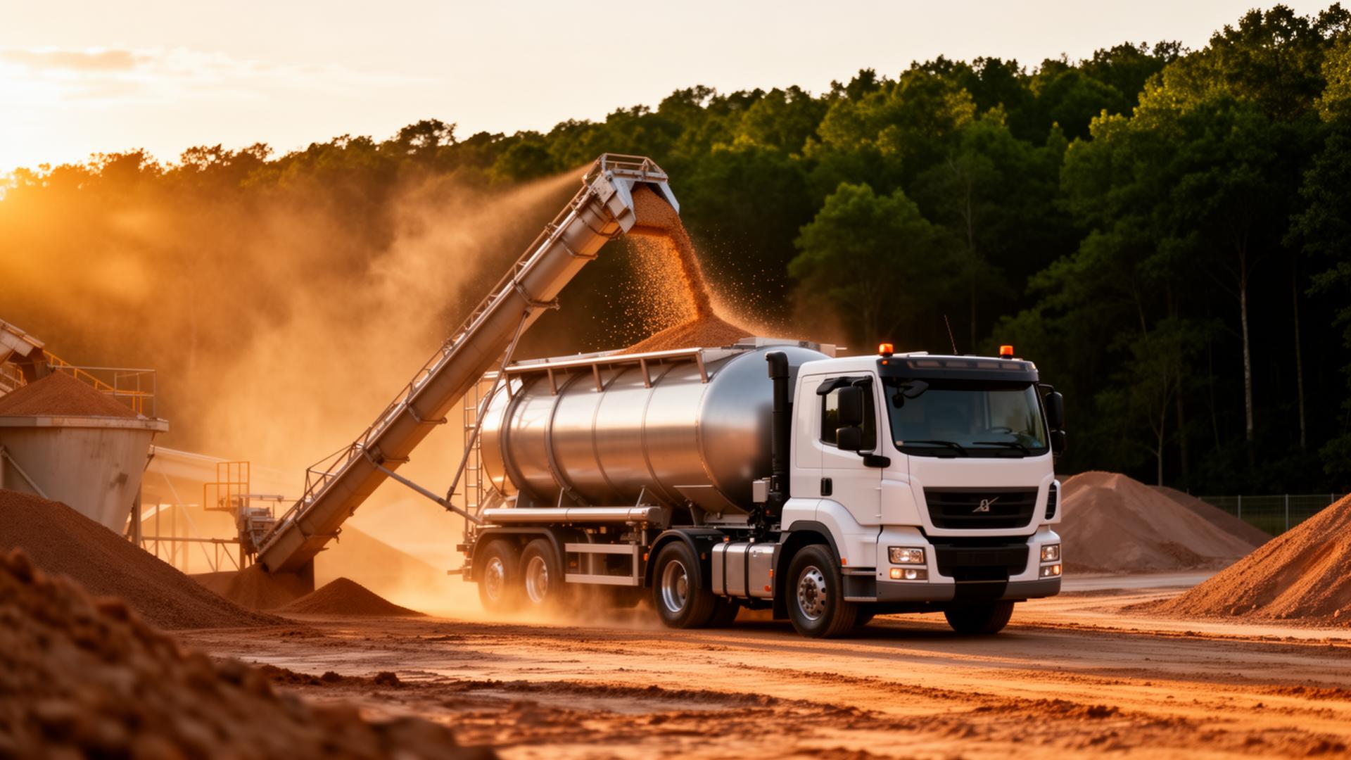Silo-LKW lädt Schüttgut